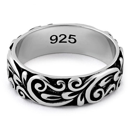 Sterling Silver Floral Band Ring