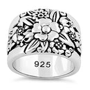 Sterling Silver Floral Design Ring