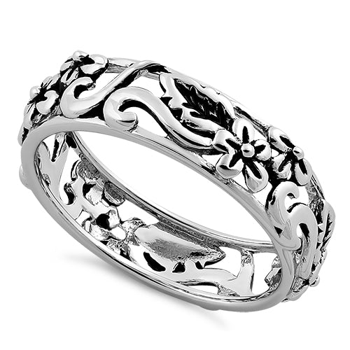 Sterling Silver Floral Design Ring