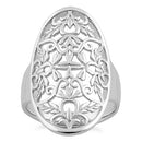 Sterling Silver Floral Garden Oval Ring