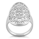 Sterling Silver Floral Garden Oval Ring