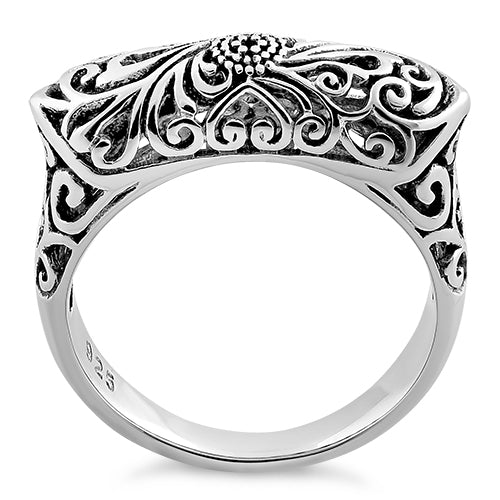 Sterling Silver Floral Statement Ring