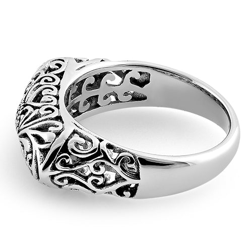 Sterling Silver Floral Statement Ring