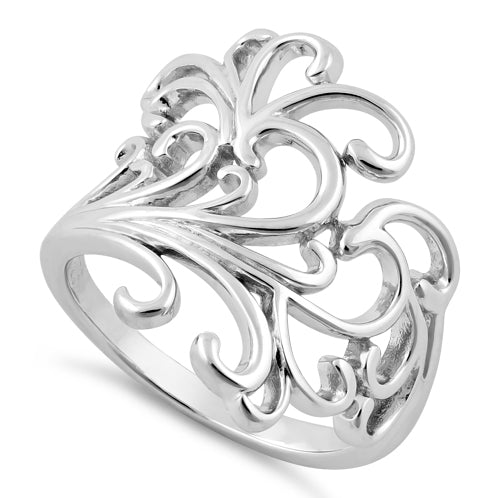 Sterling Silver Floral Swirls Ring