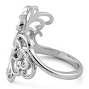 Sterling Silver Floral Swirls Ring
