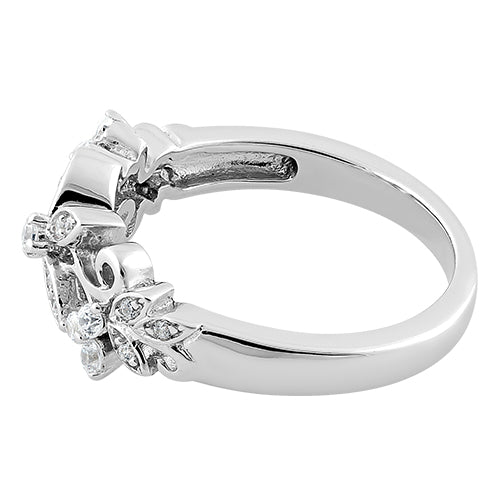 Sterling Silver Flower Clear CZ Ring