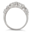 Sterling Silver Flower Cross Pave CZ Ring