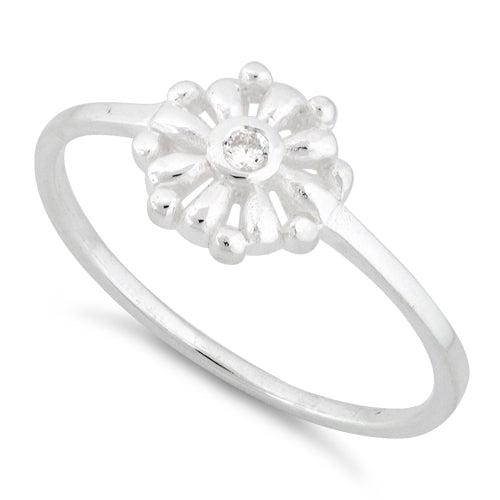 Sterling Silver Flower CZ Ring