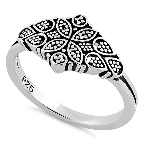 Sterling Silver Flower Dotted Ring