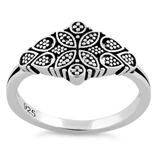 Sterling Silver Flower Dotted Ring