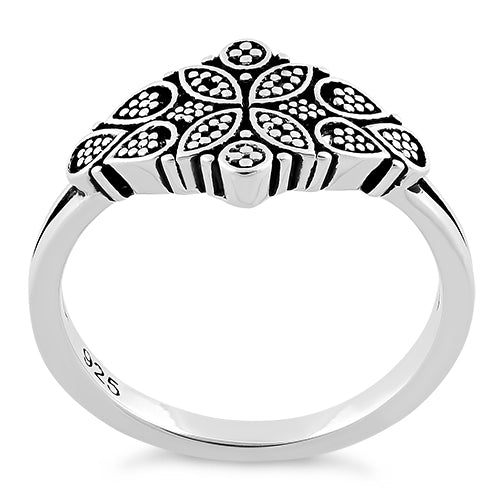 Sterling Silver Flower Dotted Ring