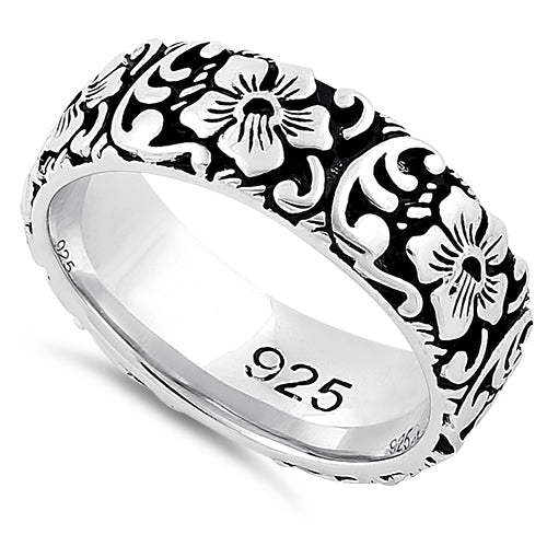 Sterling Silver Flower Garden Eternity Band