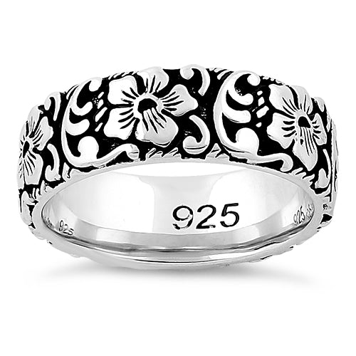 Sterling Silver Flower Garden Eternity Band