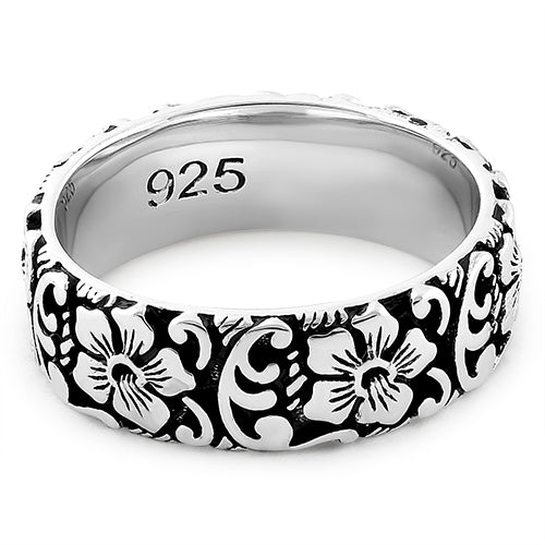 Sterling Silver Flower Garden Eternity Band