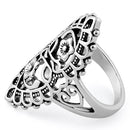 Sterling Silver Flower Heart Marquise Ring