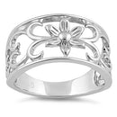 Sterling Silver Flower & Hearts Ring