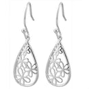 Sterling Silver Flower Hook Earrings