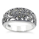 Sterling Silver Flower Marcasite Ring