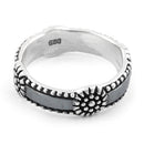 Sterling Silver Flower Oxidized Band Ring