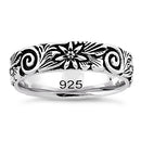 Sterling Silver Flower & Swirls Eternity Band