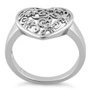 Sterling Silver Flower Vine Heart Ring