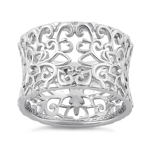 Sterling Silver Flower & Vines Eternity Ring
