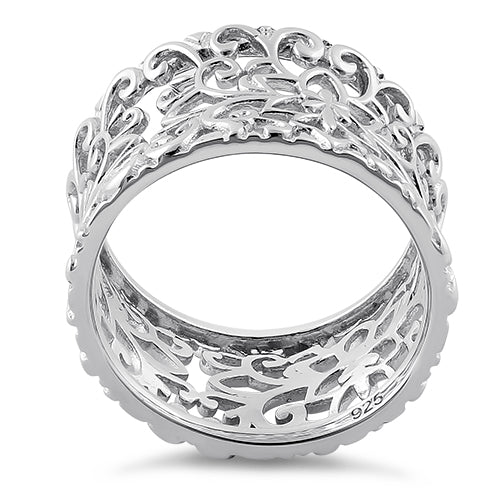 Sterling Silver Flower & Vines Eternity Ring
