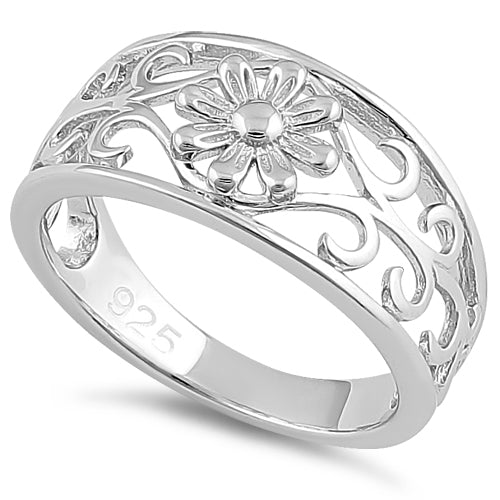 Sterling Silver Flower & Vines Ring