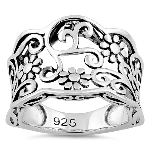 Sterling Silver Flowers Ring