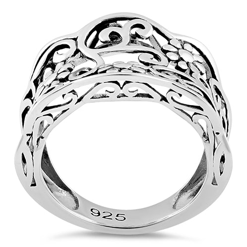 Sterling Silver Flowers Ring