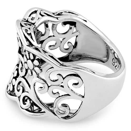 Sterling Silver Flowers Ring