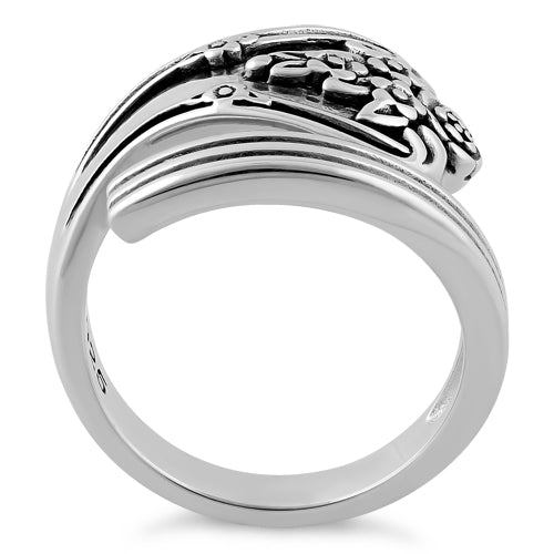 Sterling Silver Flowers Spoon Ring