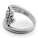 Sterling Silver Flowers Spoon Ring