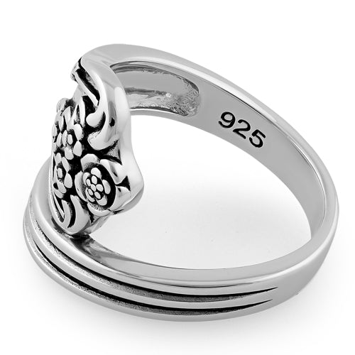 Sterling Silver Flowers Spoon Ring