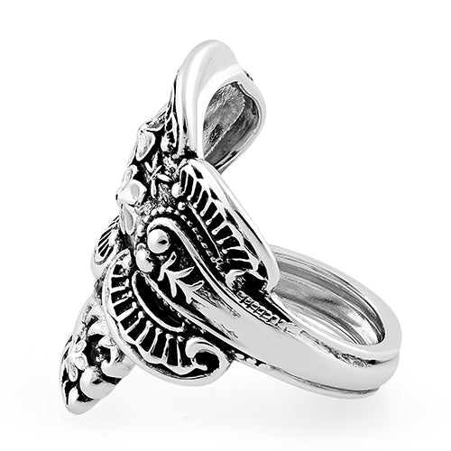 Sterling Silver Flowers Spoon Ring