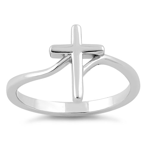 Sterling Silver Fluid Cross Ring