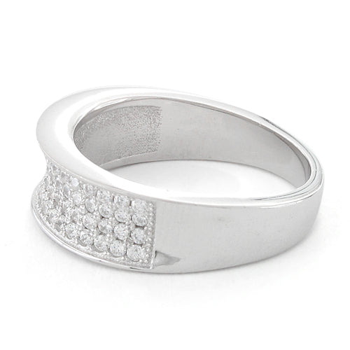 Sterling Silver Four Layer Pave CZ Ring
