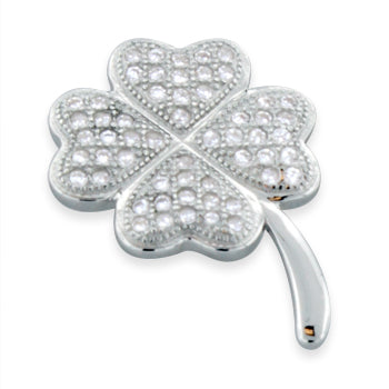 Sterling Silver Four Leaf Clover CZ Pendant