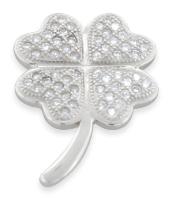 Sterling Silver Four Leaf Clover CZ Pendant