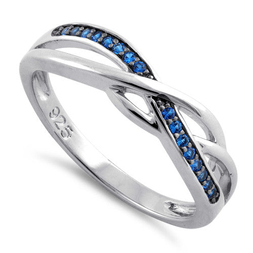 Sterling Silver Free Form Blue CZ Ring