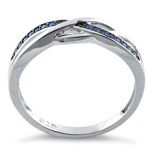 Sterling Silver Free Form Blue CZ Ring