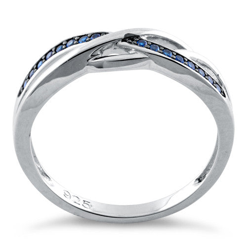 Sterling Silver Free Form Blue CZ Ring