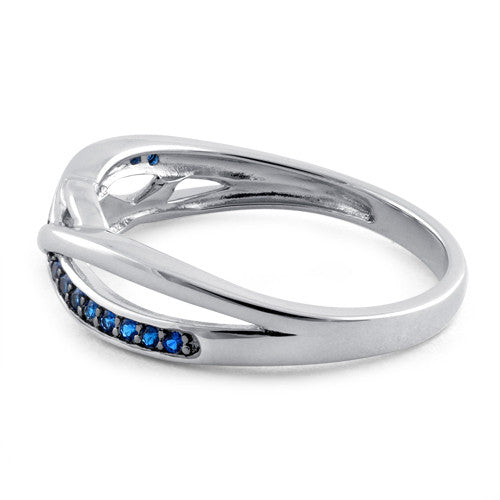 Sterling Silver Free Form Blue CZ Ring