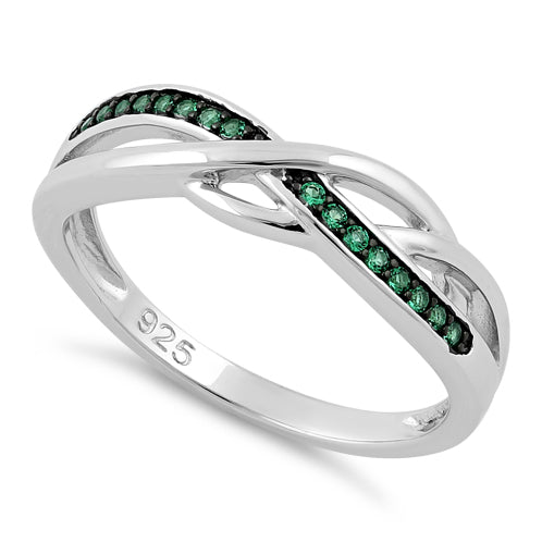 Sterling Silver Free Form Emerald CZ Ring