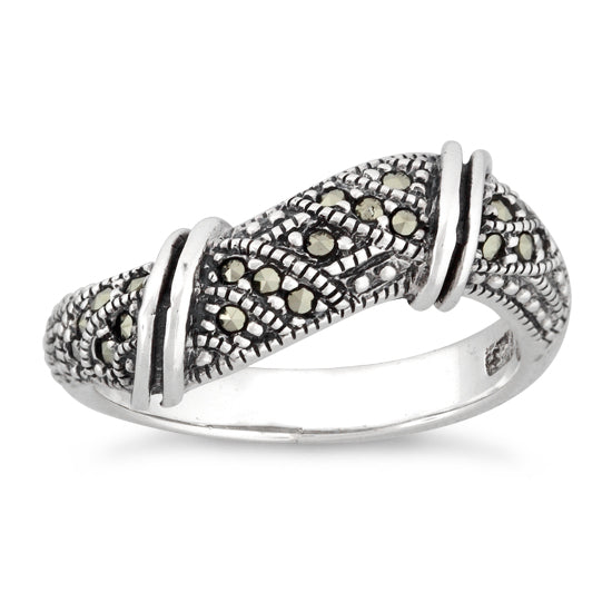 Sterling Silver Free-form Marcasite Ring
