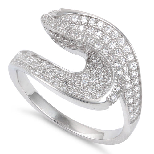 Sterling Silver Freeform Pave CZ Ring