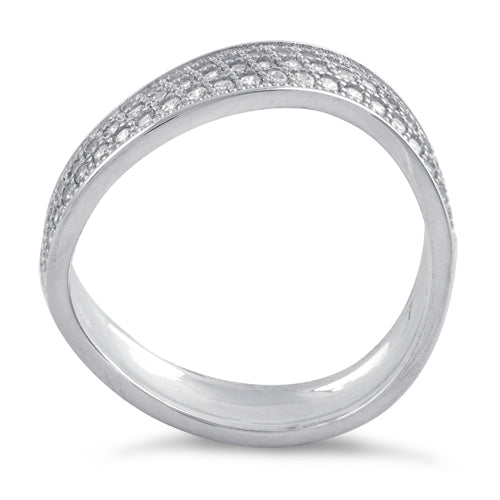 Sterling Silver Freeform Pave CZ Ring