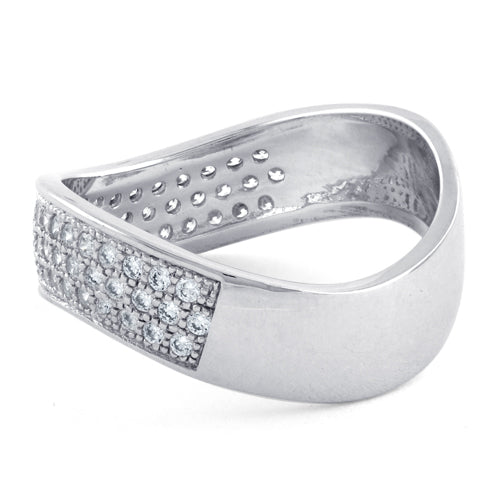 Sterling Silver Freeform Pave CZ Ring