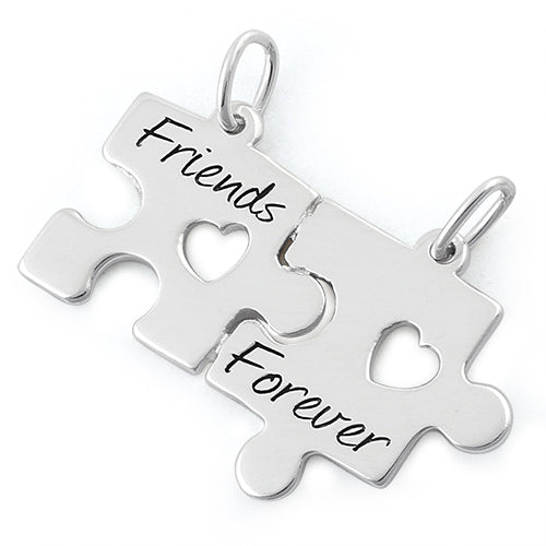 Sterling Silver "Friend Forever" Jigsaw Puzzle Pendant