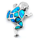 Sterling Silver Frog Blue Lab Opal Pendant
